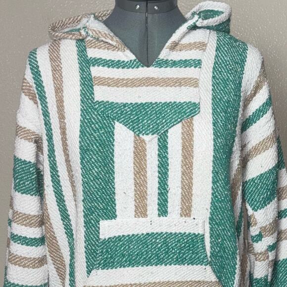 Iguana Jack Mexican Jerga Baja Hoodie sweatshirt Medium Unisex Green,Tan,white - Picture 5 of 16